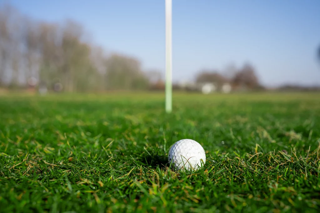Golfball kurz vor dem Einlochen – Detailaufnahme beim T9 Open Golfturnier